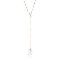 Colier argint placat cu aur roz cu perla naturala alba si cristale DiAmanti SK24233GN_W-G (Argint 925‰ 3,7 g.)